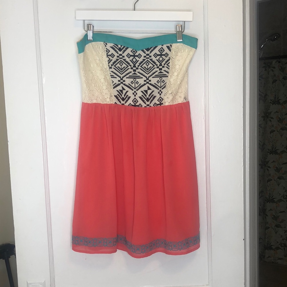 Strapless Dress with Aztec Pattern
